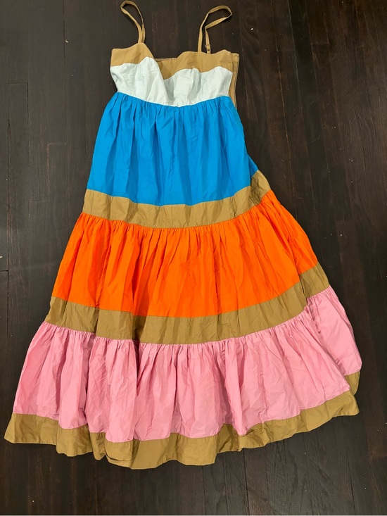 J. Crew Dresses & Skirts - Jcrew Colorblock Tiered Sundress in Blue, Orange, Pink